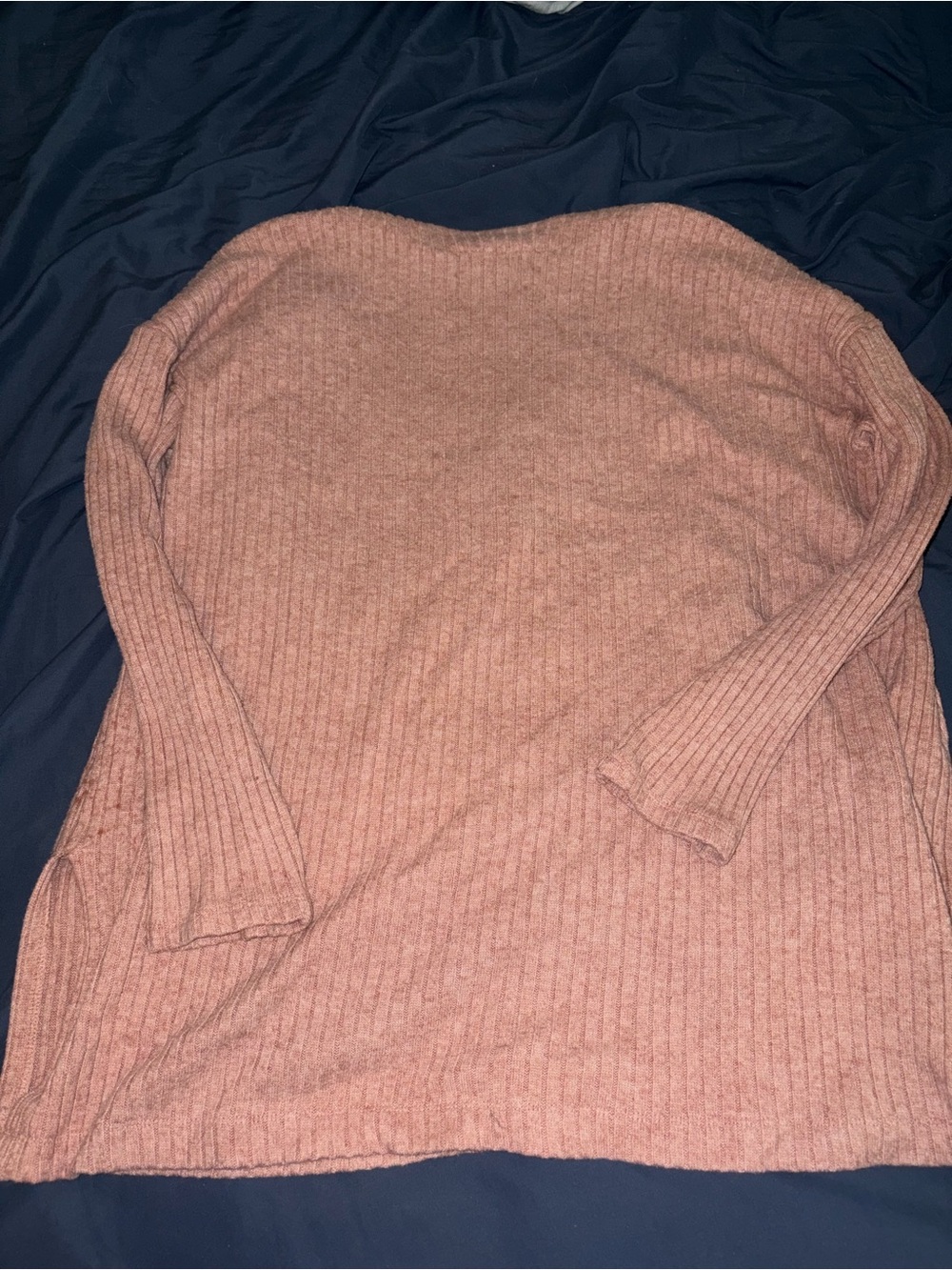 LOFT Ribbed Button-Front Cardigan in Rose - Picture 3 of 3